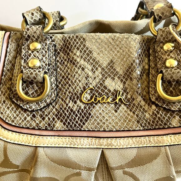 COACH, Python-Embossed Leather, Ashley Spectator Signature Shoulder Bag - Picture 2 of 13